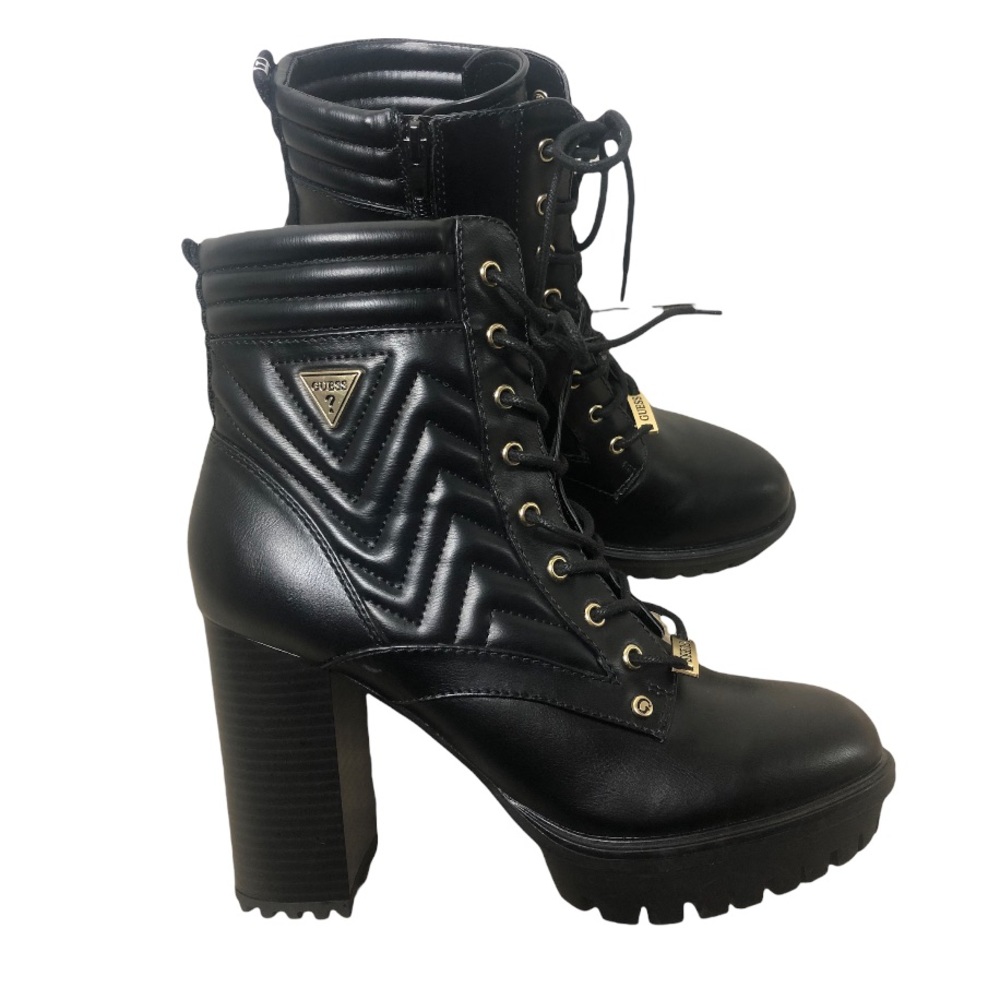 GUESS black Boots with laces and platform heel Manners Sz 10 - Picture 6 of 14
